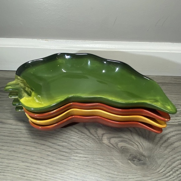 4 Clay Art La Mesa Jalapeño Chili Pepper Salsa Bowls Chip/Dip Serving Dish, Four - Picture 5 of 12